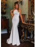 Halter Neck Ivory Satin Open Back Minimalist Wedding Dress